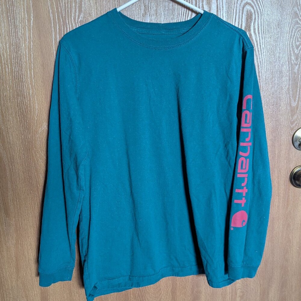 Carhartt Teal and Fuchsia Long Sleeve Shirt, M